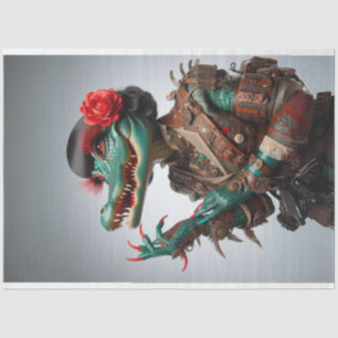 Victorian Teal Scale Stylish Alligator Decoupage Tissue Paper