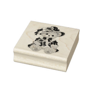 Victorian Teddy Bear Rubber Stamp