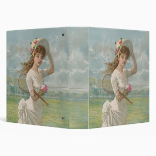 Victorian Tennis Lady with Flowered Hat Antique  Binder