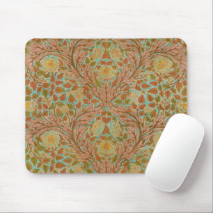Victorian Terracotta Rose and Leaf Botanical Print Mouse Pad