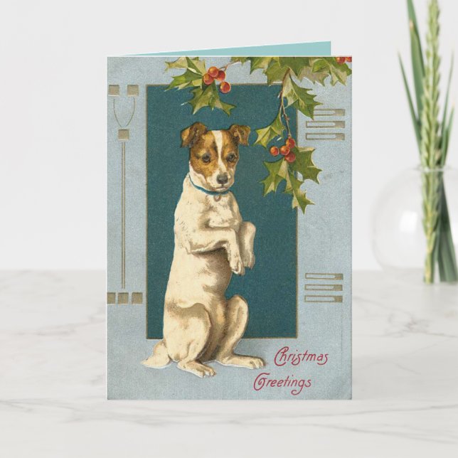 Victorian Terrier Dog Christmas Card (Front)