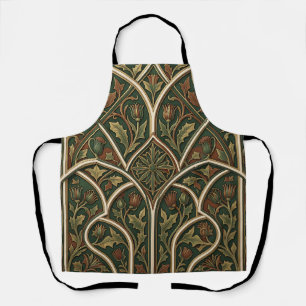 Victorian Thistle Floral Pattern Dark Green Apron