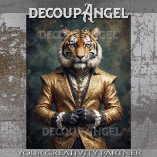 Victorian Tiger -Decoupage- Tissue Paper