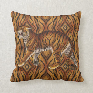 Victorian Tiger Throw Pillow