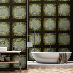 Victorian tin tile look abstract gold grey brown wallpaper