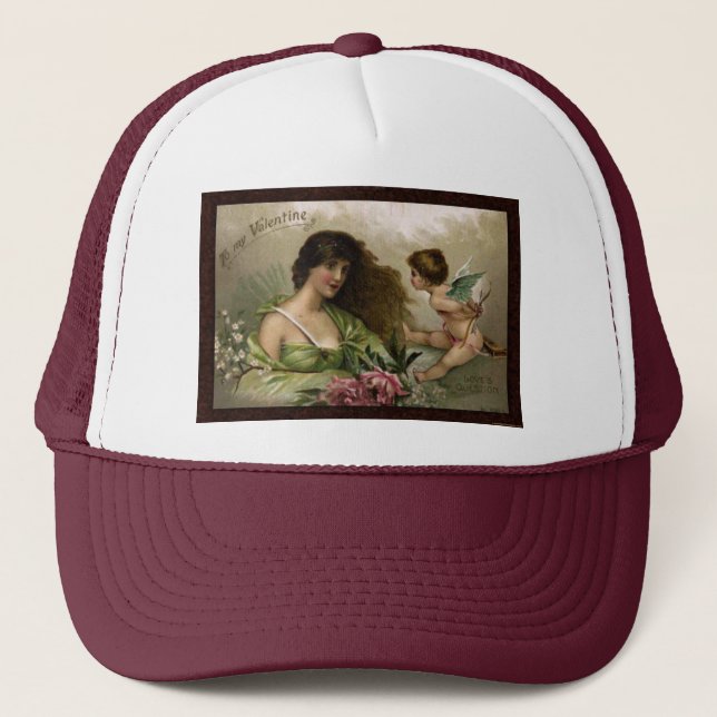 Victorian to My Valentine Love's Question Gifts Trucker Hat (Front)