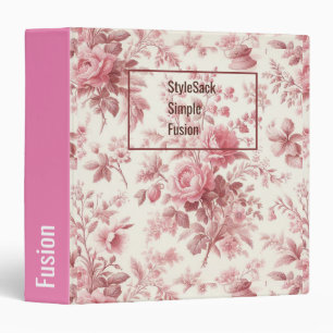 Victorian Toile French Pink Floral  Binder