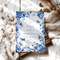 Victorian Toile Vintage Blue Floral Wedding