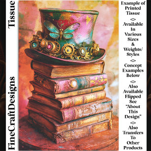 Victorian Top Hat & Antique Books CZ6R Decoupage Tissue Paper