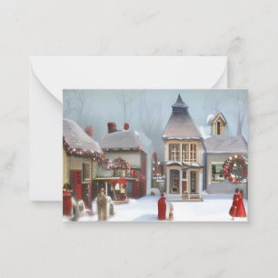 Victorian Town at Christmas Card