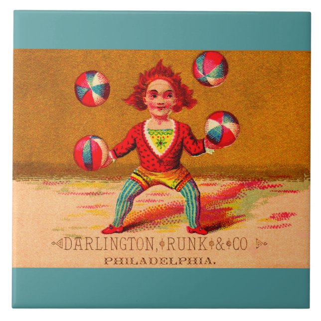 Victorian trade card juggler Darlington, Runk & Co Tile (Front)