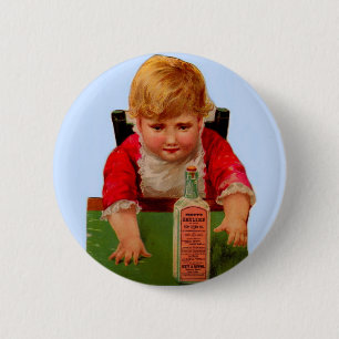 Victorian trade card: Scott's Emulsion Castor Oil 2 Inch Round Button