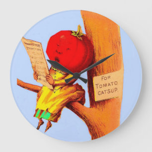 Victorian trade card tomato head woman large clock