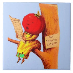 Victorian trade card tomato head woman tile