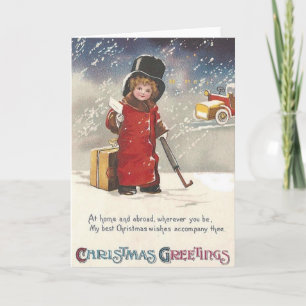Victorian Traveller Christmas Greeting Card