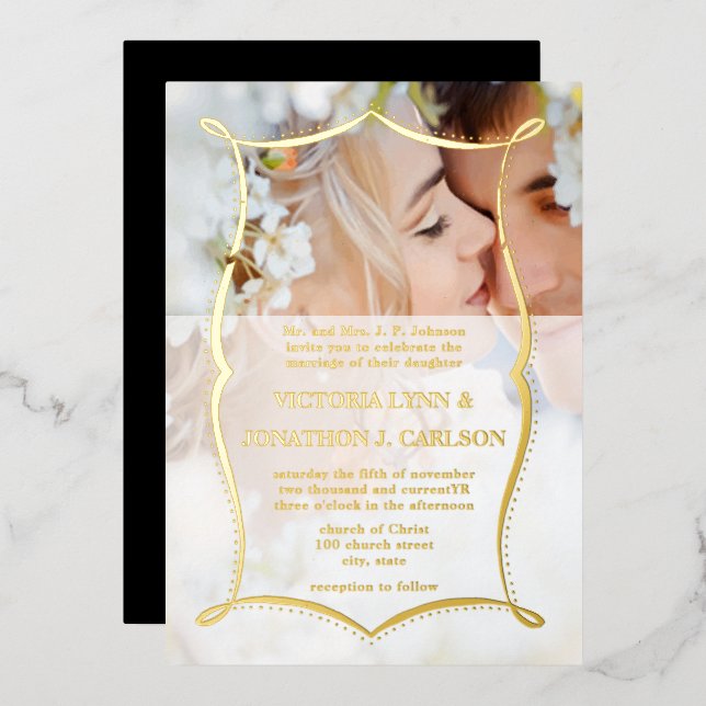 Victorian Typography I Do Gold Wedding     Foil In (Front/Back)