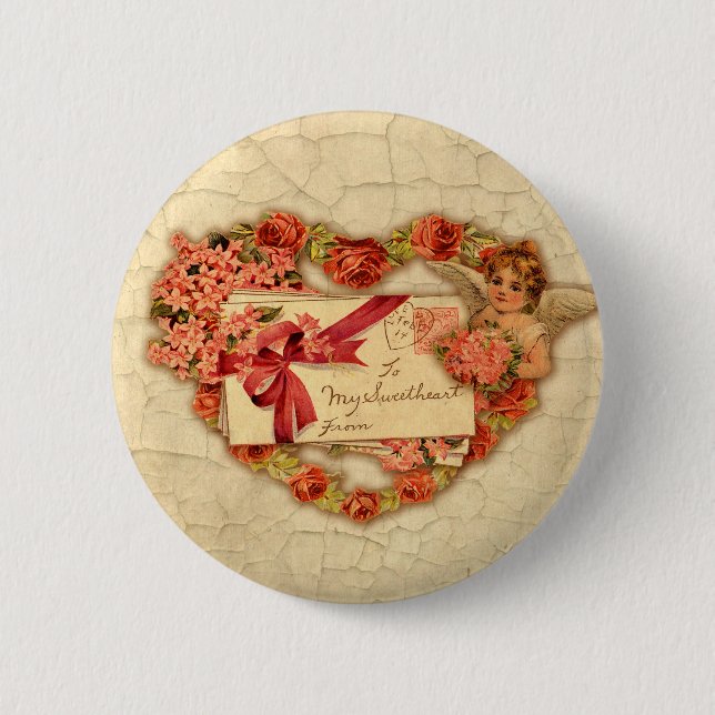 Victorian Valentine 2 Inch Round Button (Front)