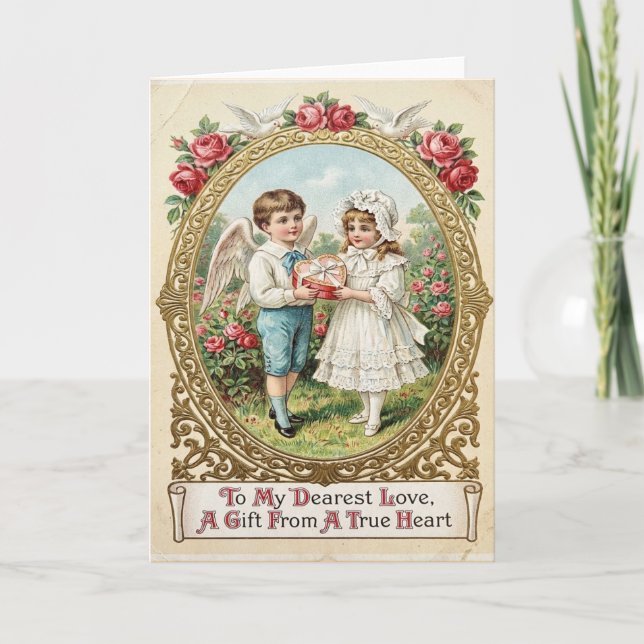 Victorian Valentine Angel Card (Front)