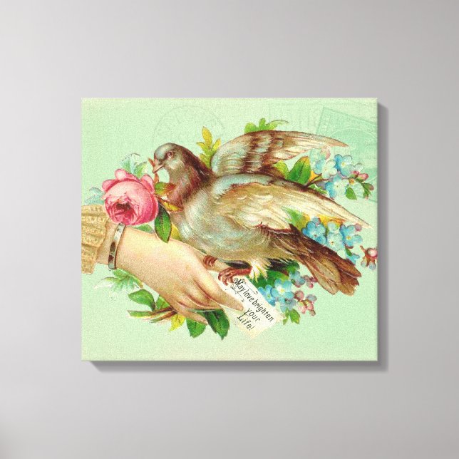 Victorian Valentine Bird and rose Canvas Print (Front)
