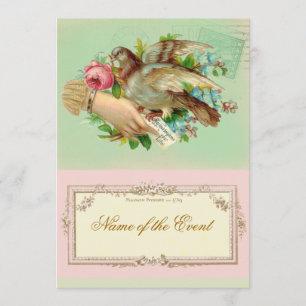 Victorian Valentine Bird and rose Invitation