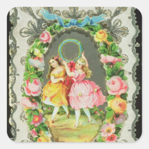 Victorian Valentine Card Square Sticker