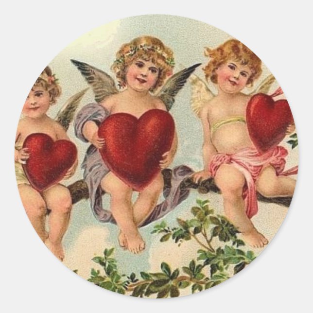 `Victorian valentine cuipid Sticker's Classic Round Sticker (Front)