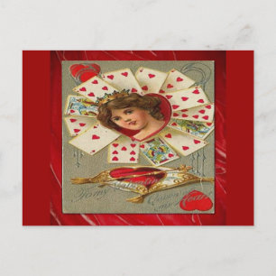 Victorian Valentine The Queen Of Hearts Holiday Postcard