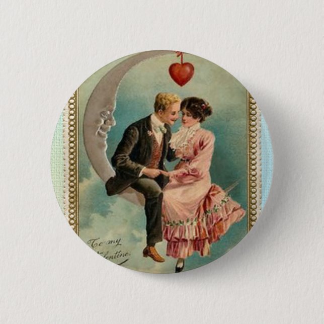 victorian valentines 2 inch round button (Front)