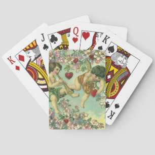 Victorian Valentines Day Cupids Vintage Heart Tree Playing Cards