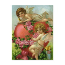 Victorian Valentines Day Vintage Angels Heart Rose