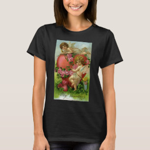 Victorian Valentines Day Vintage Angels Heart Rose T-Shirt