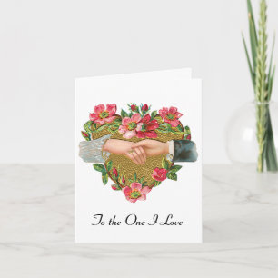 Victorian Valentine's Day, Vintage Hands w Flowers Holiday Card
