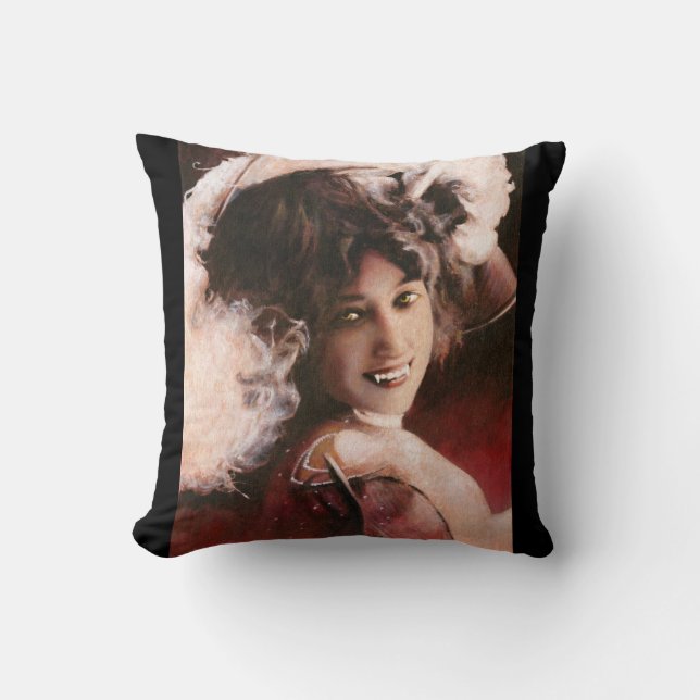 Victorian Vampire Lady Throw Cushion (Front)