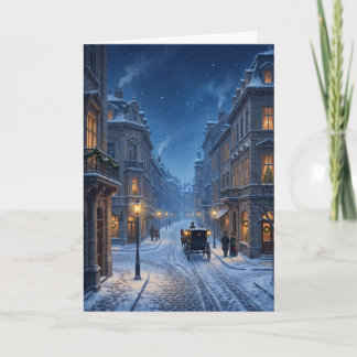 Victorian Vienna Christmas Eve Snowy Street Holiday Card