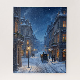 Victorian Vienna Christmas Eve Snowy Street  Jigsaw Puzzle