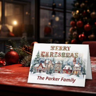 Victorian Village Merry Christmas Card