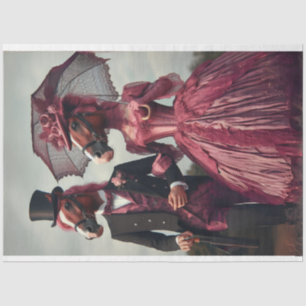 Victorian Vintage Couple Horses Decoupage  Tissue Paper