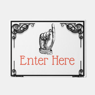 Victorian vintage finger pointing hand doormat