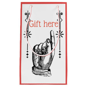 Victorian vintage finger pointing hand gift bag