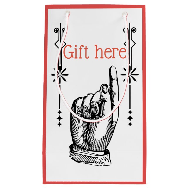 Victorian vintage finger pointing hand gift bag (Front)