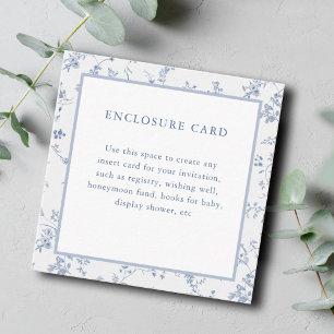 Victorian Vintage Floral Blu Square Enclosure Card