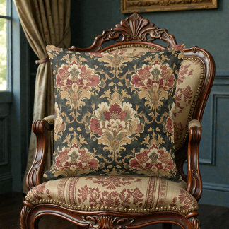 Victorian Vintage Floral Throw Pillow