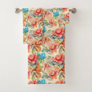 Victorian Vintage Florals and Flourishes Bath Towel Set