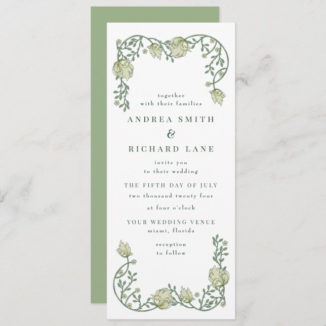 Victorian Vintage Garden Floral Wedding Invitation (Front/Back)
