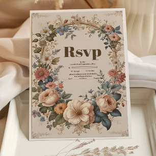 Victorian Vintage Garden Floral Wedding RSVP Card