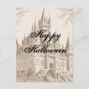 Victorian Vintage Gothic Scary Happy Halloween  Holiday Postcard