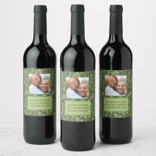 Victorian Vintage Green Ivy Growing Trellis Photo Wine Label
