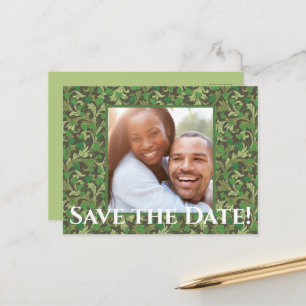 Victorian Vintage Green Ivy Save the Date Postcard
