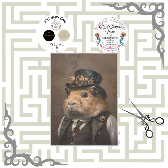 Victorian Vintage Guinea Pig Decoupage Tissue Paper (Creator Uploaded)