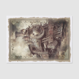 Victorian Vintage Locomotive Decoupage Tissue Paper